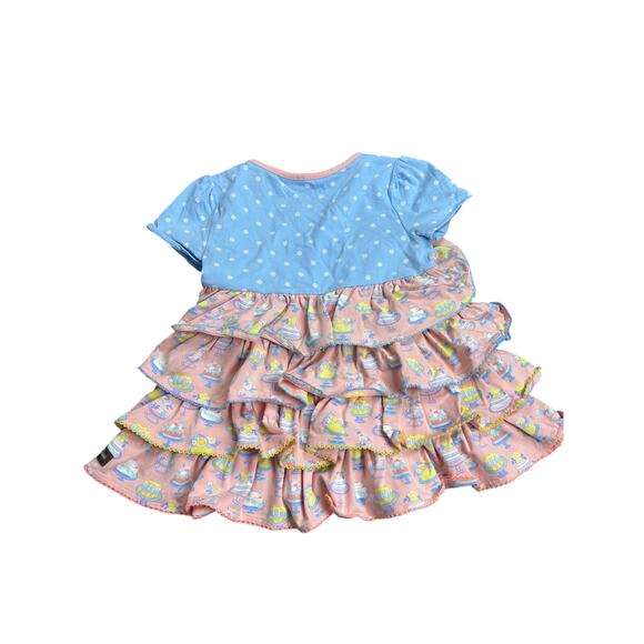 Matilda Jane Girls Size 4 Dress Tunic – Blue Polka Dot Pink Ruffle Birthday - Picture 5 of 5